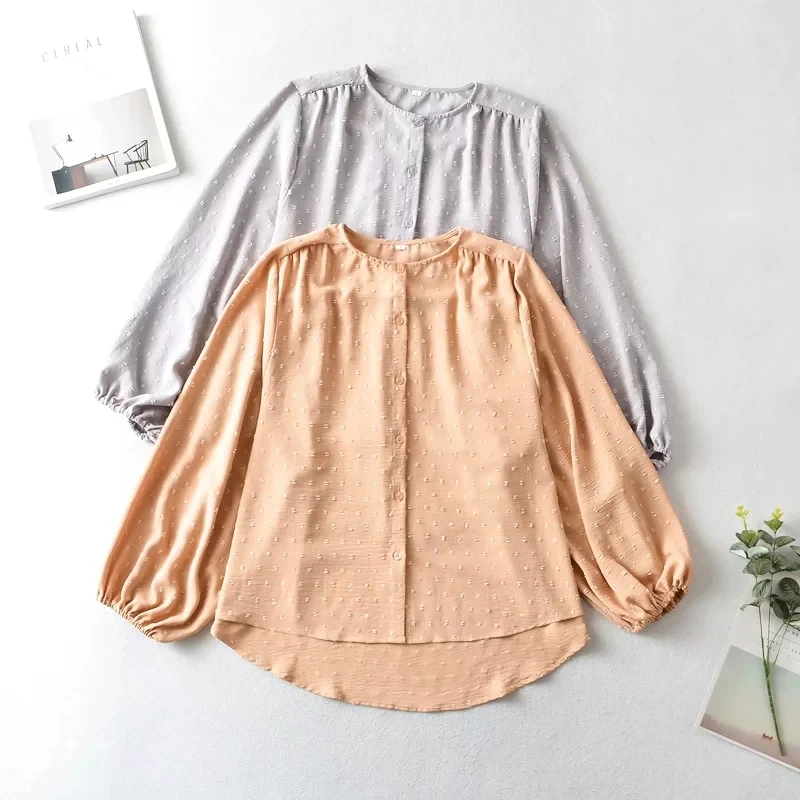 

PTYSIC Women Fashion Patchwork Print Straight Blouses 2022 New Summer Thin O-Neck Full Sleeve Office Lady Female Shirts Tops