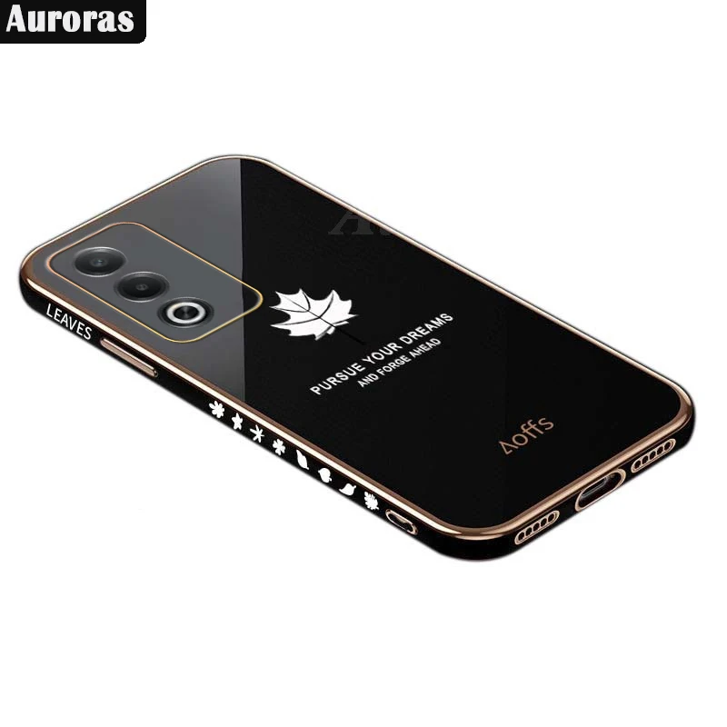 Aurora для OPPO A80 5G чехол однотонный гальванический силиконовый с Кленовым листом A3 Pro