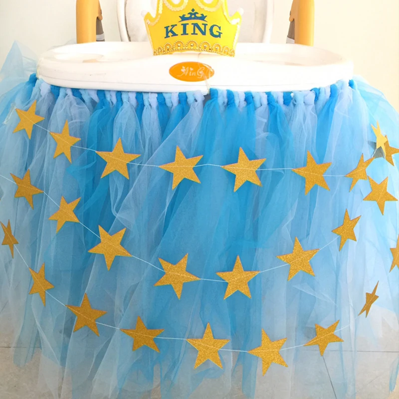 

5 Pointed Star Glossy Paper Bunting Strip Banner 4 Meter Long Gold Birthday Wedding New Year House Decorations Photo Booth