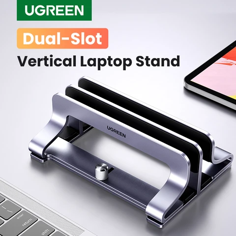 UGREEN Вертикальная алюминиевая подставка для ноутбука на 2 слота — детальный вид товара
