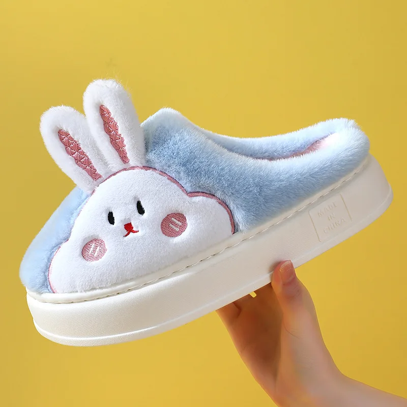 y domowe Kapcie damskie Kawaii Rabbit Bear Contton Zimowe ciepłe urocze pluszowe zabawne antypoślizgowe męskie buty