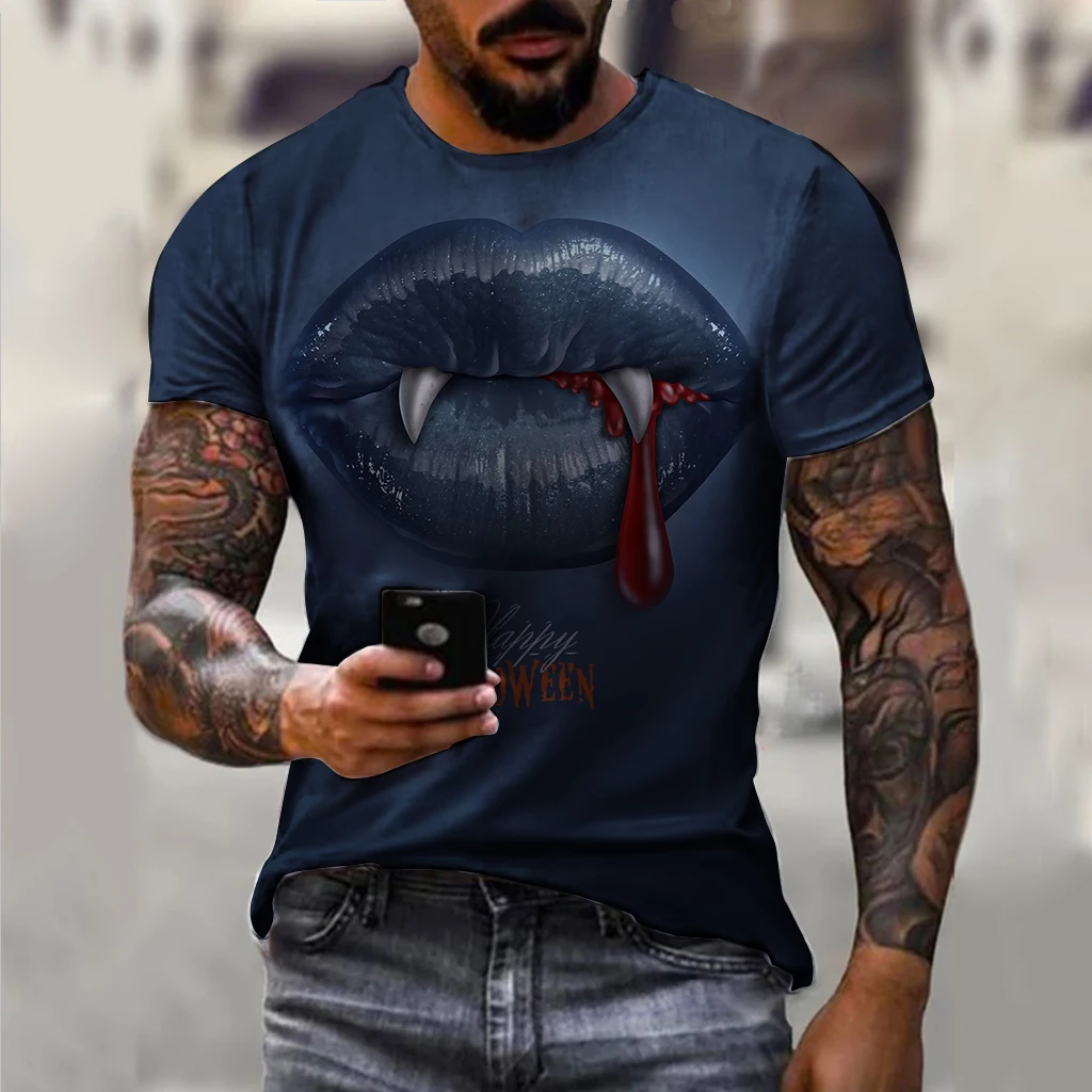 

2023 Halloween 3D Print Horror Graphic Men's T-shirt O-Neck Loose Streetwear Tees Summer Casual Short Sleeve Tops Mans Clothing