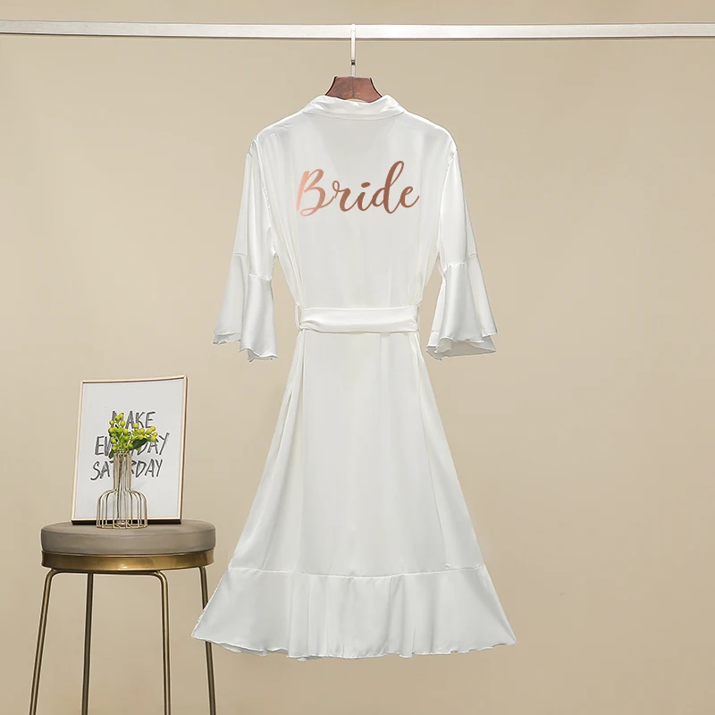Ruffle robe Silk Satin Robe Bride Robe Bridesmaid Robes Women Wedding Robes Bridal Robe Sleepwear Dressing