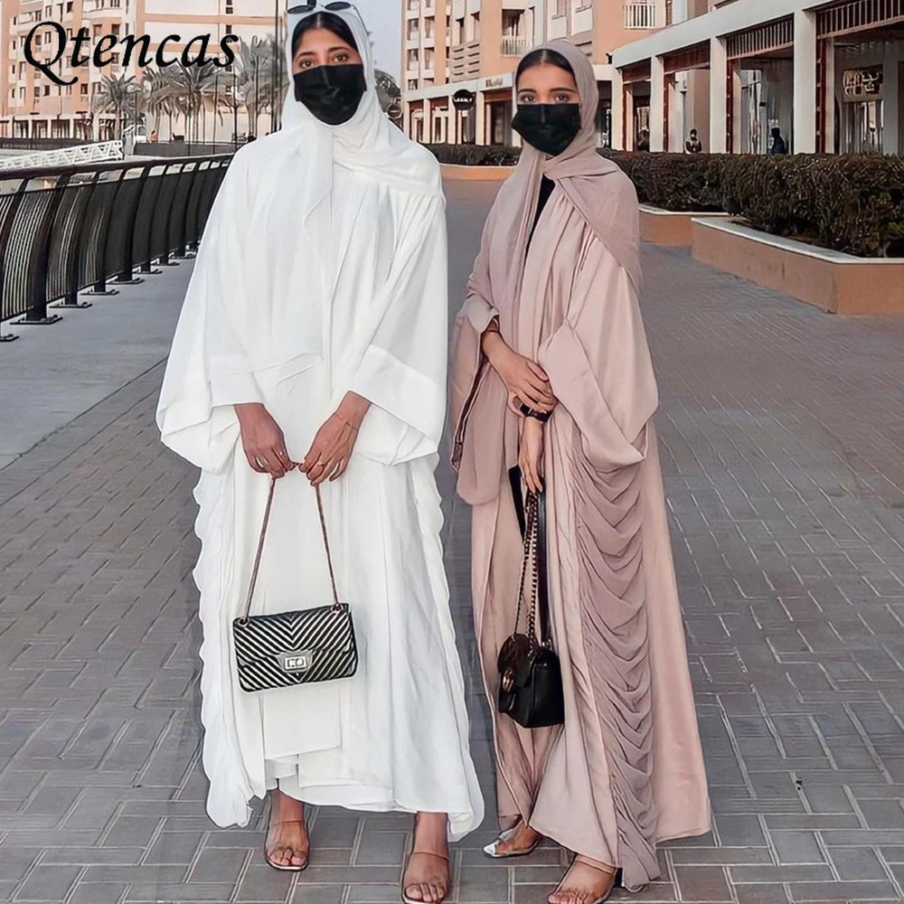 Рамадан мусульманский модный хиджаб платье открытая абайя Дубай Нида шифоновые