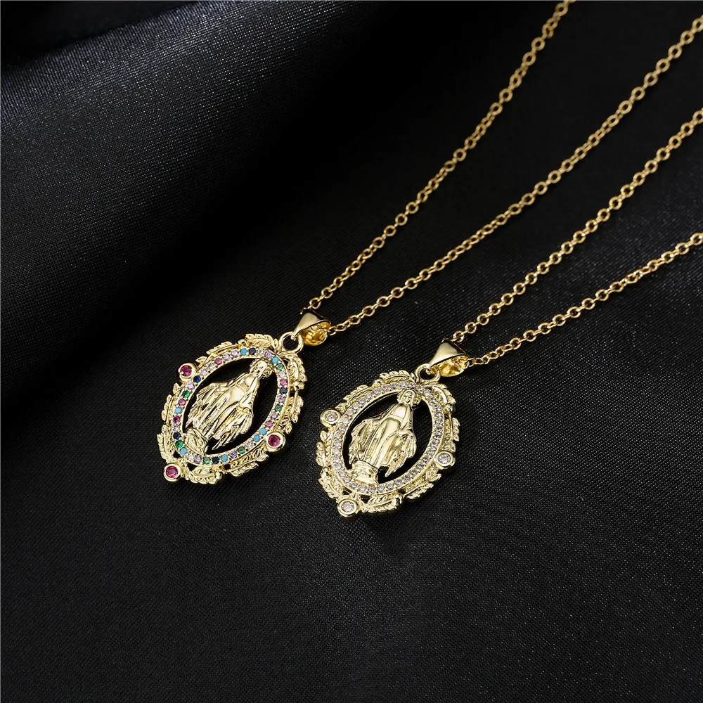 

Jewelry Pendants for Earrings Copper Micro Inlaid Zircon Religious Jewelry Gold Necklace Maria Pendant Sublimation Blanks Jesus