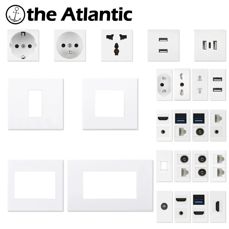 Настенная розетка серии CR1 стандарт ЕС Франция фотосессия ТВ CAT6 Интернет HDMI USB