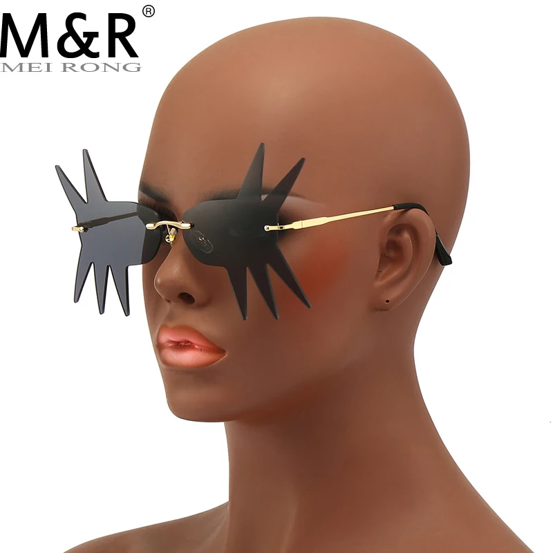 

2023 New Personalized Large Frame Shaped Sunglasses Frameless Stage Show Decoration Party Women Hip Hop Glasses