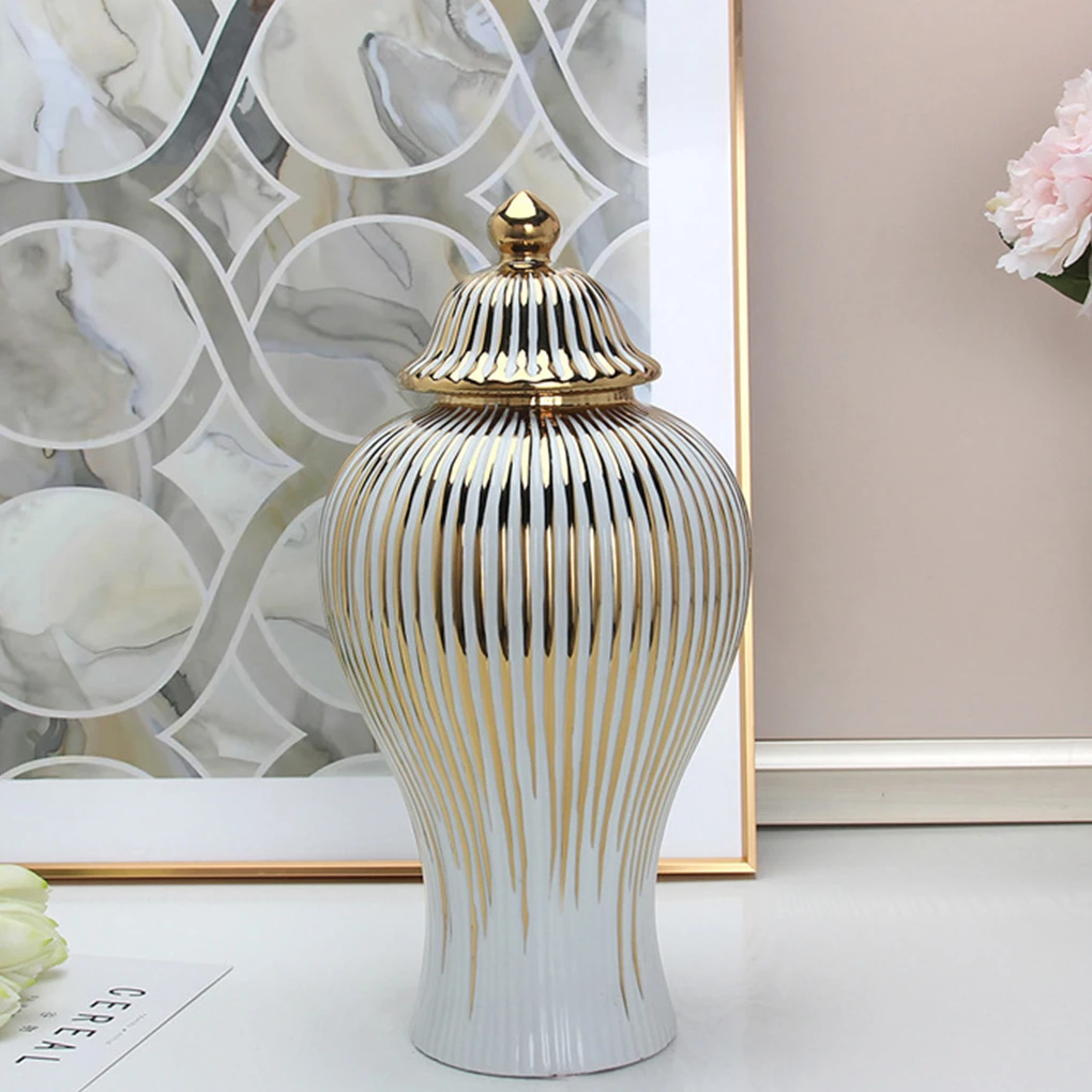 

Ceramic Electroplating General Jar Luxury Table Gold Edge Kitchen Vase