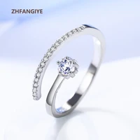 zhfangiye finger ring for women silver 925 jewelry with zircon gemstones adjustable rings accessories wedding party bridal gifts
