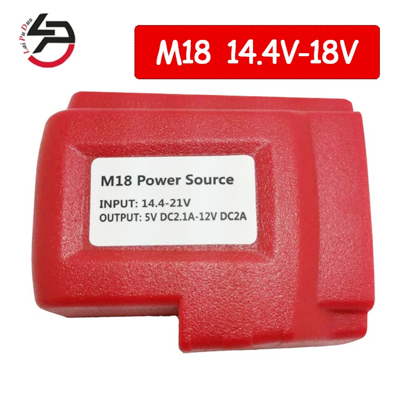 

Battery Adapter for Milwaukee 14.4V 18V M18 M12 49-24-2371 Li-ion Battery Converter with USB Power Source Phone Charger