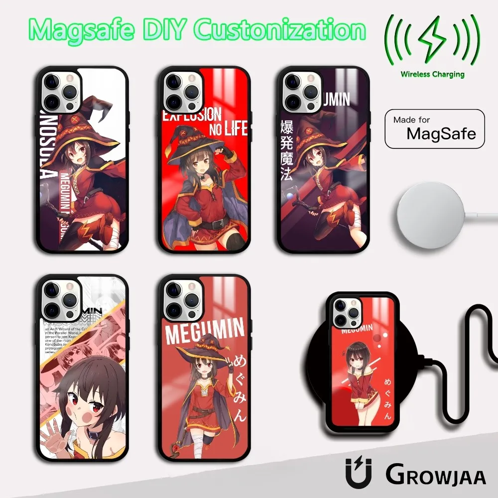 Чехол для телефона K-KonoSuba M-Megumin с аниме iPhone 16 15 14 13 12 11 Pro Max Plus Mini Magsafe Mirror