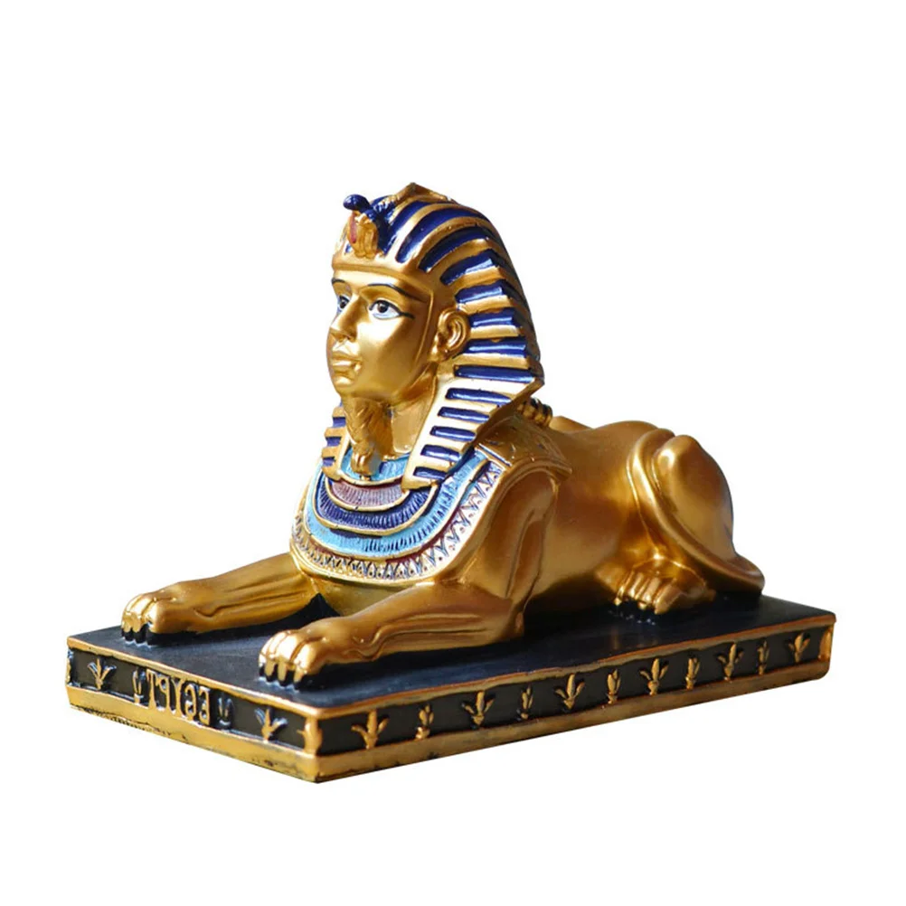 

Egyptian Sphinx Statue Figurine Sculpture Decoration Resin Egypt Decor Ancient Pharaoh Figure Mythology God Statues Gold Folk
