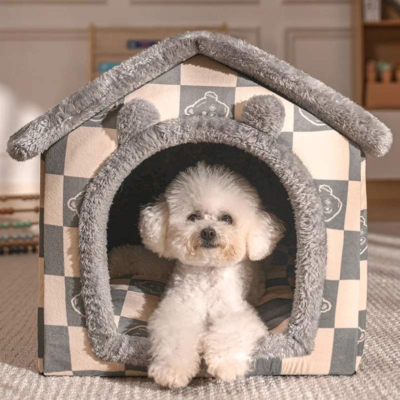 

Foldable Dog House Pet Cat Bed Winter Dog Villa Sleep Kennel Removable Nest Warm Enclosed Tents Cave Sofa Pet Supply cama gato