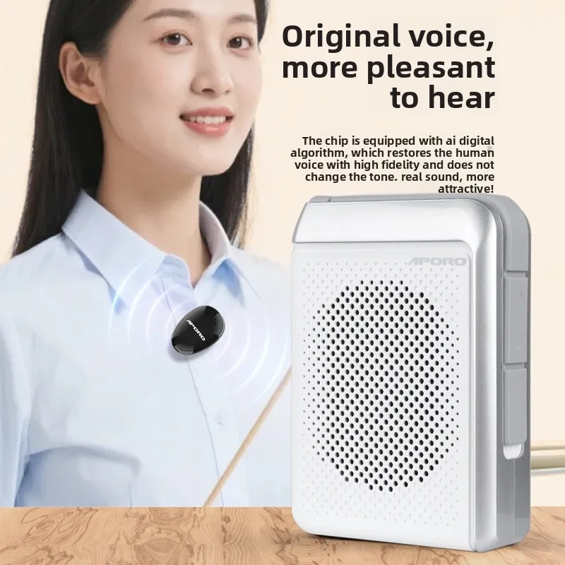 Фото Беспроводной мегафон APORO-T18mini с креплением-клипсой, 2.4G - усилитель звука с длительным временем работы от батареи для учителей и экскурсоводов. №2