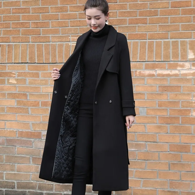 High Sense Woolen Jacket Women Mid-Length Autumn and Winter Clothing 2024 New Small Cotton Thickening Coat