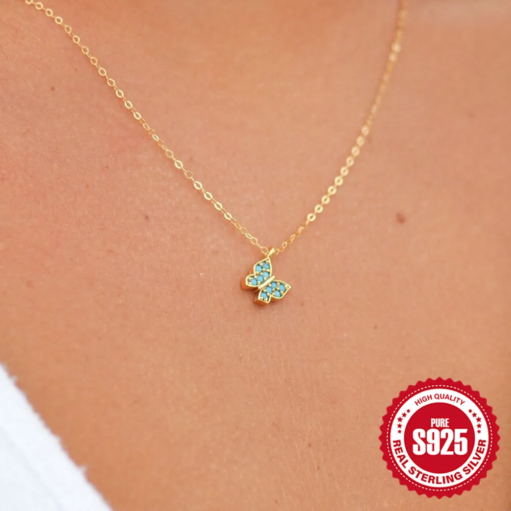 

CANNER New Minimalist S925 Silver Butterfly Pendant Necklace ins Style Light Luxury Exquisite Collarbone Chain