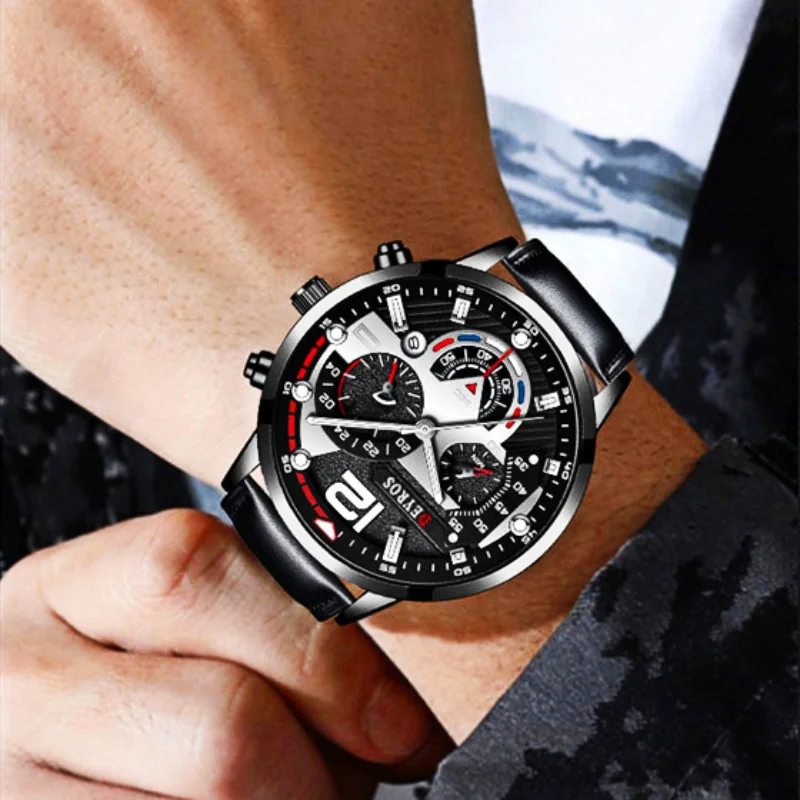 Classic Men's Fashion Business Watch 2023 New Calendar Men's Watch Six Needle Belt Watch Quartz Watch Sports Luminous Wristwatch