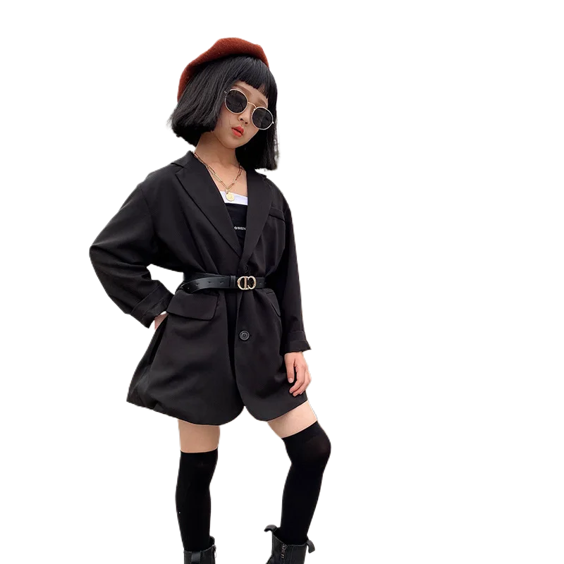 

Girls Blazer Jackets Children Clothing for Girls Long Style Blazers Jacket Teens Girls Black Outerwear and Coats 13 Year Old