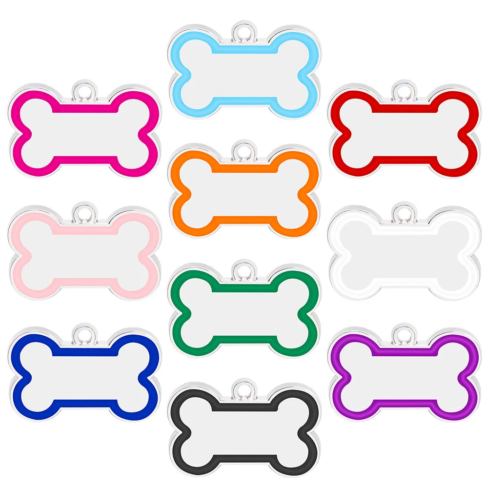 Wholesale 100PCS Simple Style Bone ID Tag Anti-loss Identity Cat Multicolor Pet Collar Pendant Iisting Lase Blank Plate