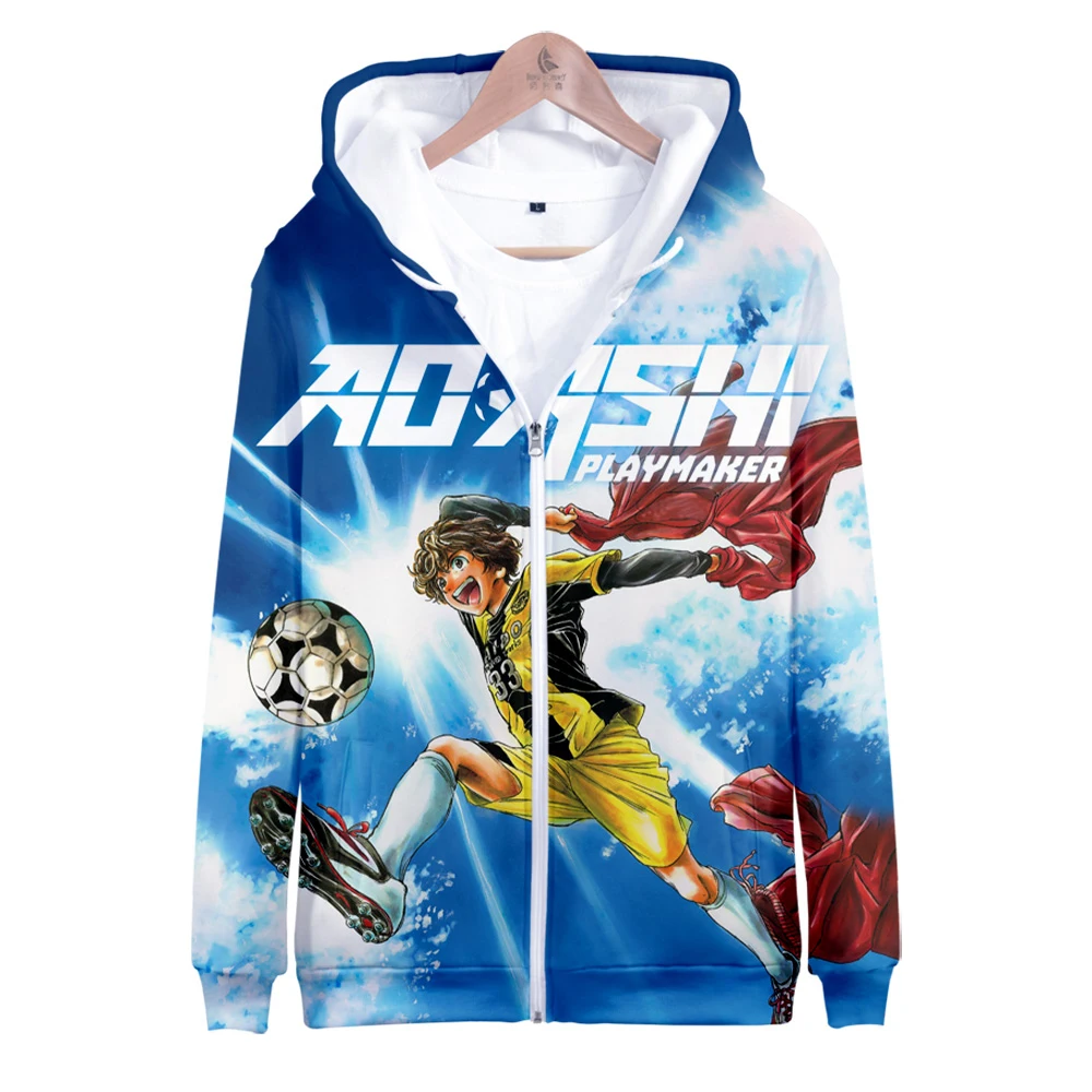 

Ao Ashi Anime Zipper Hoodies Unisex Fashion Zip Up Hooded Sweatshirt 3D Prints Streetwear Clothes