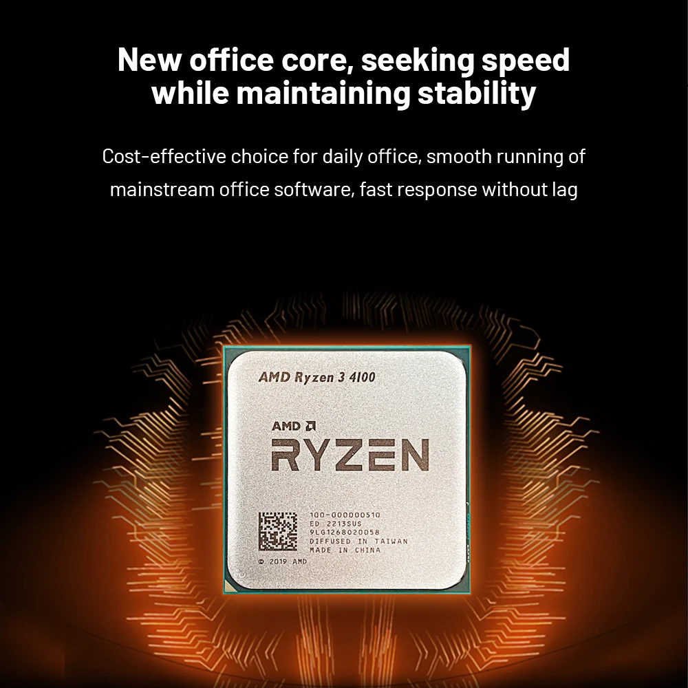 Новый игровой Процессор AMD Ryzen 3 4100 R3 Socket AM4 4-Core 8-Thread 65 Вт 7NM DDR4 аксессуары для