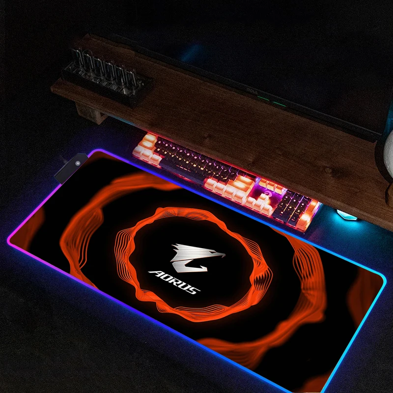 

Светодиодный коврик для мыши Rgb, игровой коврик для мыши Aorus, дешевый ПК, игровой шкаф, большой Настольный коврик, подсветка, Настольный коврик, задняя панель, большой коврик для мыши Xxl