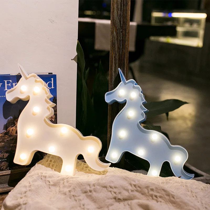 

Unicorn Lamp Cartoon Plastic Led Bulbs Home Decoration Battery Bedside Lamp Cute for Room Bedroom Night Light Gifts Child