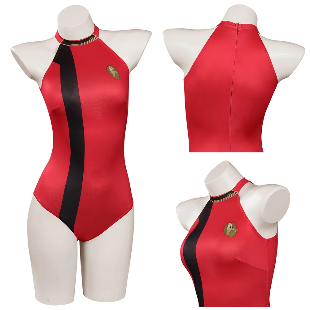 

Купальник для косплея Star Cosplay Trek Discovery сезона 4, костюм для косплея, Красная форма, комбинезон, купальник, костюм для Хэллоуина, карнавала