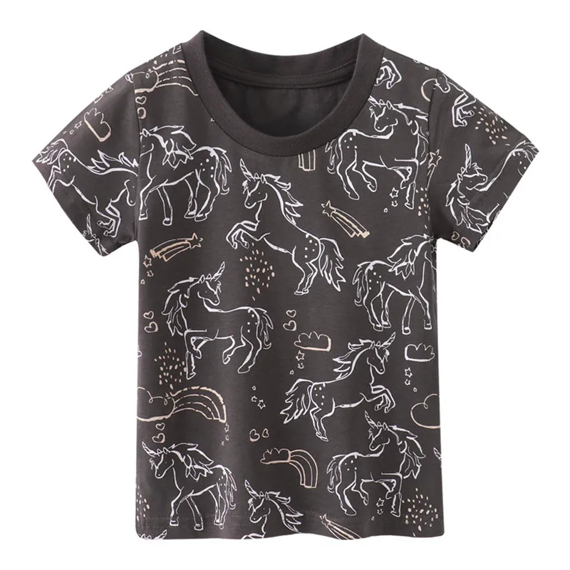 

Jumping Meters Summer Baby Girls T Shirts Unicorn Print Hot Selling Toddler Kids Clothing Short Sleeve Tees Tops Children's Wear