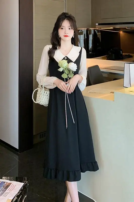 Платье для девушек в стиле e and art на весну и осень приталенное платье