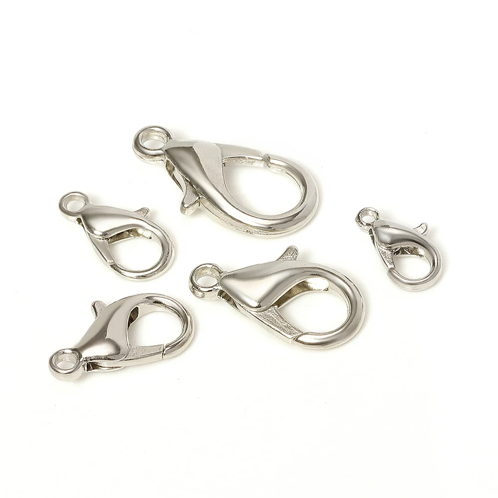 100pcs/Lot  10 12 14 16mm Lobster Clasps for Necklaces Bracelets DIY Bulk Hook Jewelry Making Findings Chain Closure Accessories