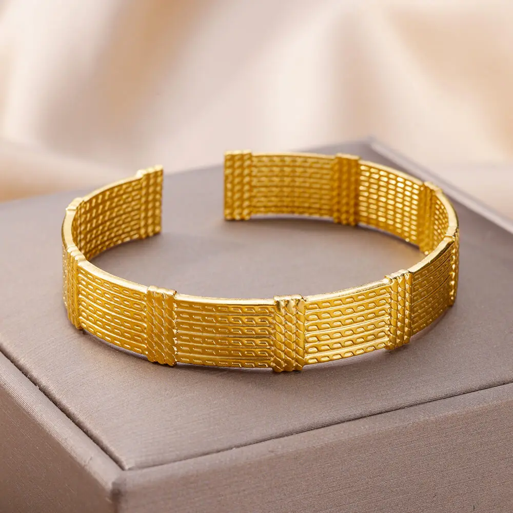 

Creative Stainless Steel Strap Bangles Bracelet For Women Men Gold Plated Cuff Bracelets Trend Fashion Jewelry Party Gifts 2023