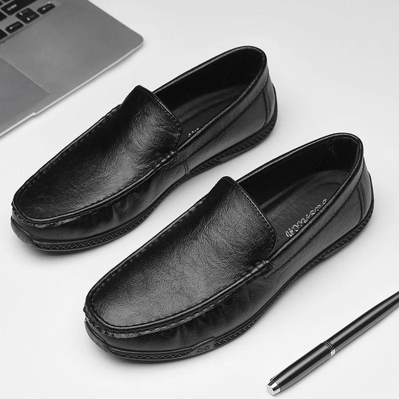 

Кожаные мужские повседневные туфли Роскошные брендовые 2023 мужские лоферы Мокасины дышащие слипоны черная обувь для вождения