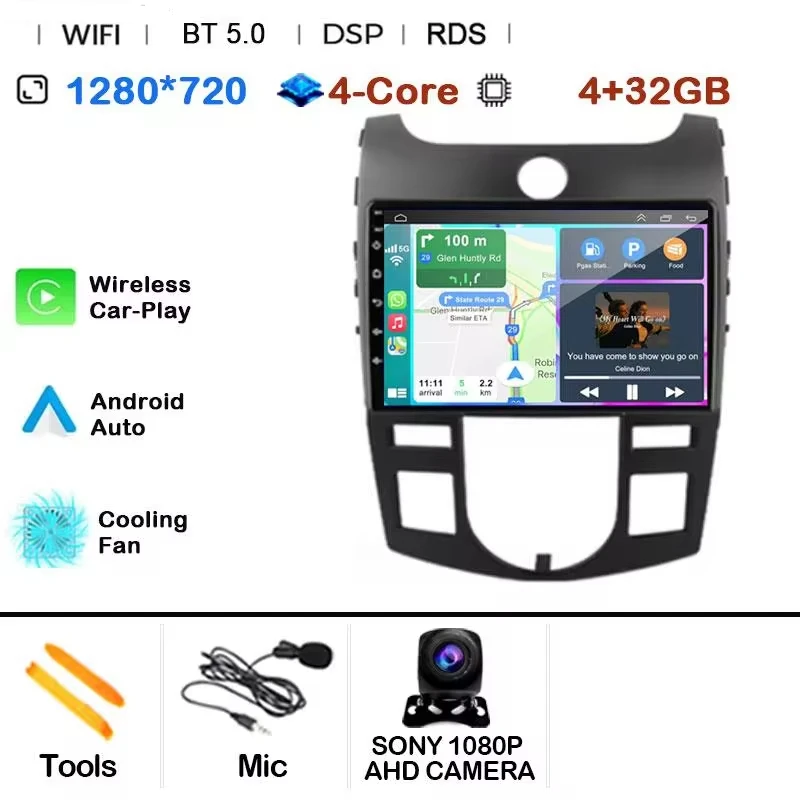 

2 Din Android 15 автомобильный радиоприемник мультимедийный видеоплеер навигация GPS для Kia forte Cerato 2 TD 2008-2013 4G Carplay головное устройство