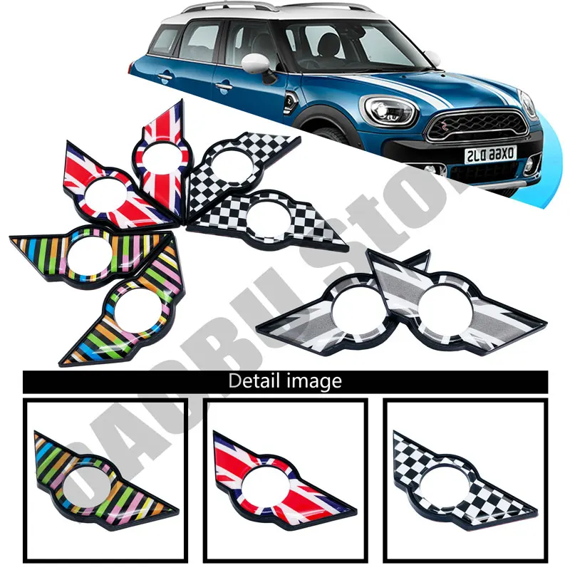 

New Style Car Door Metal Sticker Door Pin Lock Wing Emblem Badge Stickers For Mini R50 R53 R56 R57 R60 F54 F55 F60 Cooper