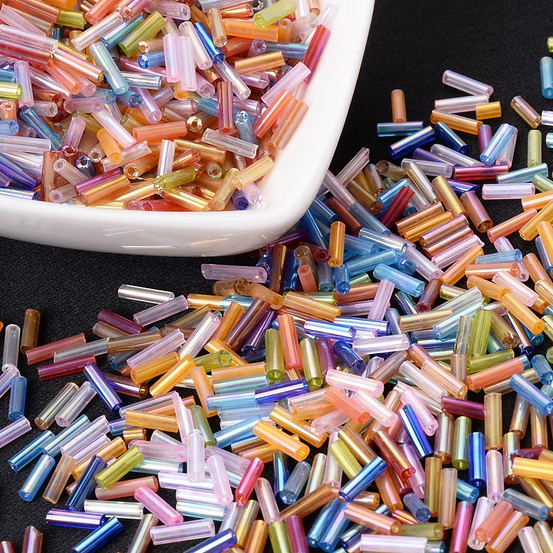 

300Pcs 2x7mm Mixed Multiple Color Beads Cylinder Glass Beads For Fashion Jewelry Making Bracelet Earring Necklace Accessories