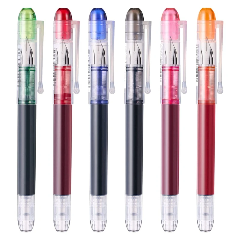 

6 Pieces Multi-Color Disposable Fountain Pens Used For Sketching, Diary, Office Supplies For Holiday Christmas Gifts