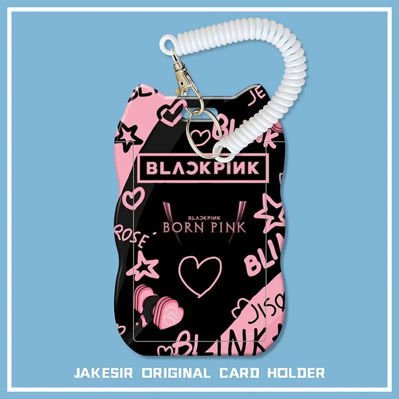 Фото Портативный защитный чехол для карт BLACK PINK, обложка для удостоверения личности, милый коллекционный футляр для повседневного ношения студентами. №3