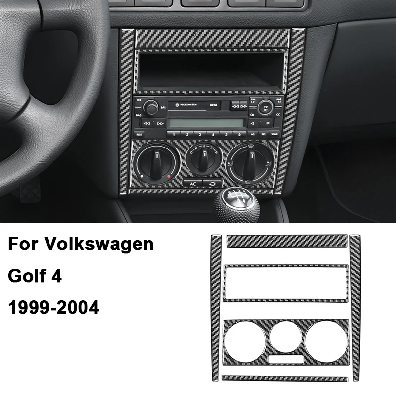 

Для Volkswagen Golf 4 1999-2004 углеродное волокно, центральная панель управления автомобиля, декоративная рамка, декоративная наклейка, аксессуары для интерьера