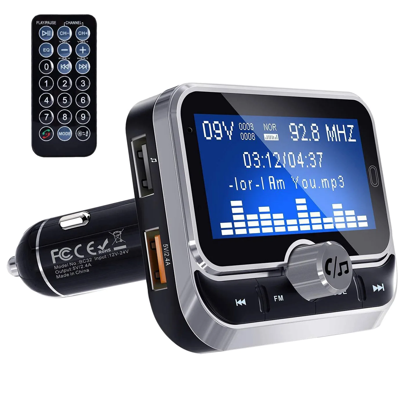 BC32 Автомобильный Bluetooth FM-передатчик 1 8-дюймовый ЖК-плеер MP3
