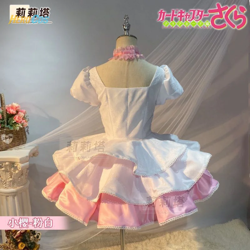 Фото Kinomoto Sakura Cardcaptor Косплей Костюм Розовая Лолита короткая юбка для Хэллоуина милая девушка Новая униформа Волшебная девушка Герой Cos №4