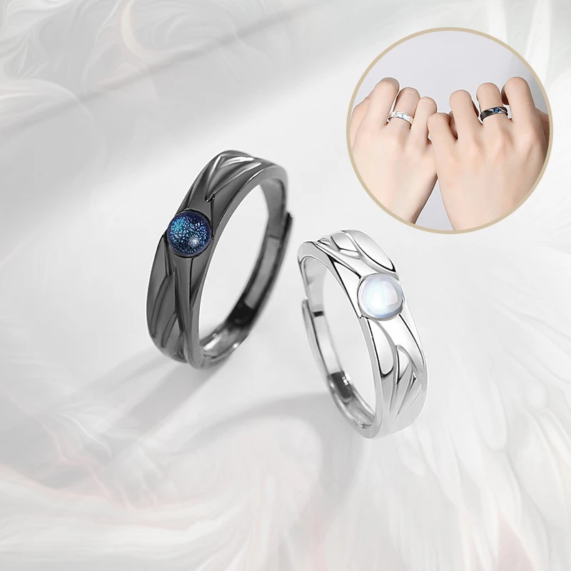 

White and Black Couple Ring Fashion Creative Maiden Student Adjustable Pair Lovers Rings Jewelry Romantic Festival Gift