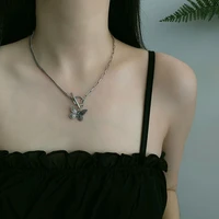 fashion simple ot buckle butterfly necklaces for women retro hip hop clavicle chain festival gift jewelry accessories wholesale