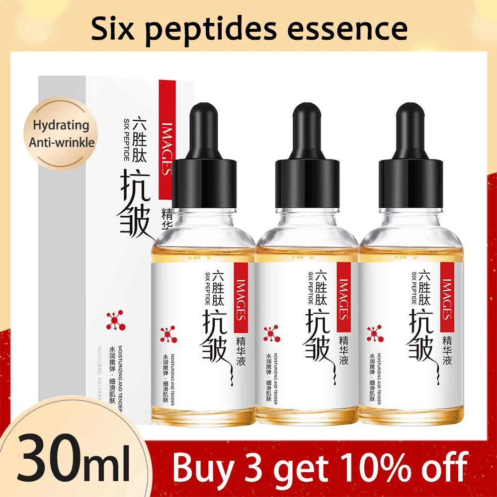 Six Peptide Anti Aging Remove Wrinkle Serum Lifting Whitening Brighten Face Skin Moisturize Firming Facial Essence Skincare 30ml