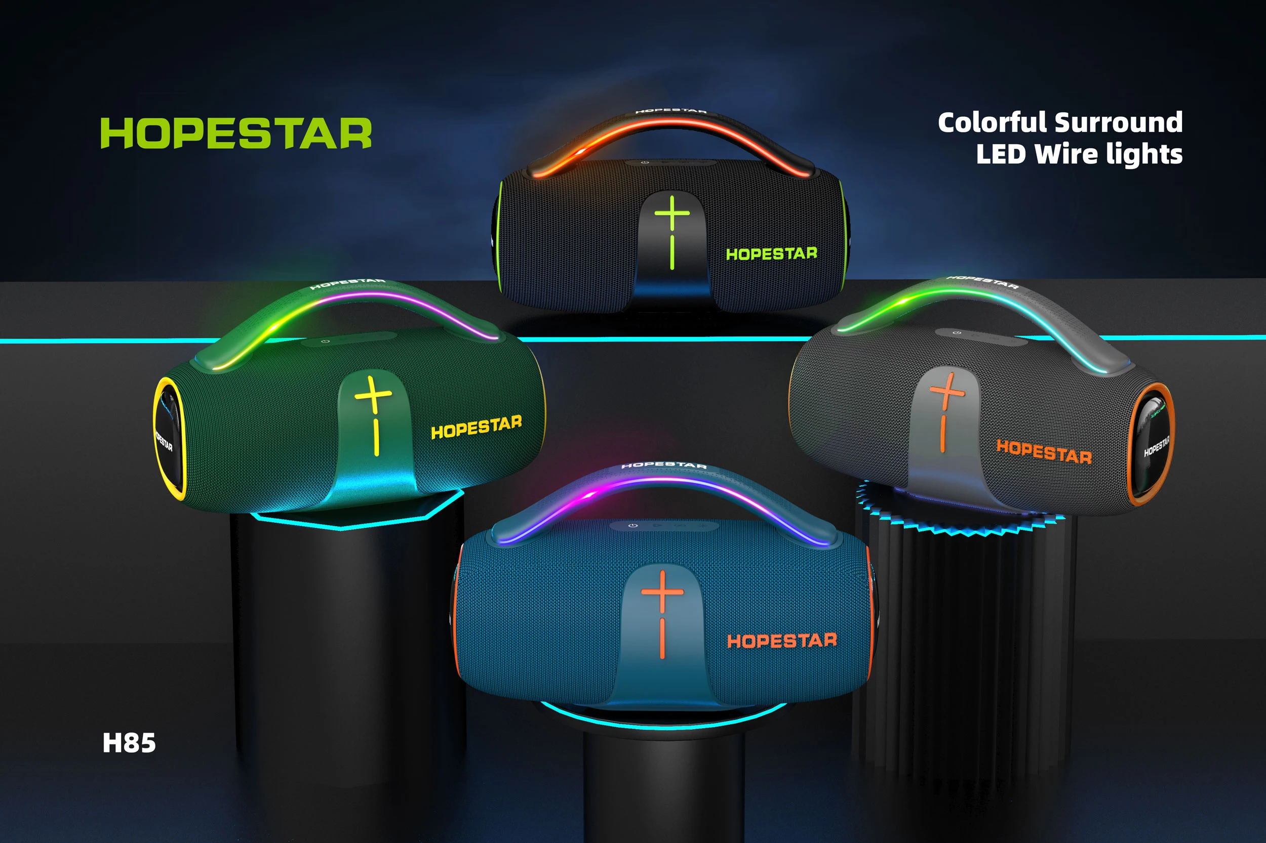 Фото Портативная уличная колонка Hopestar H85 Altavo с хорошим звуком, беспроводная, MP3-плеер, водонепроницаемая. №3