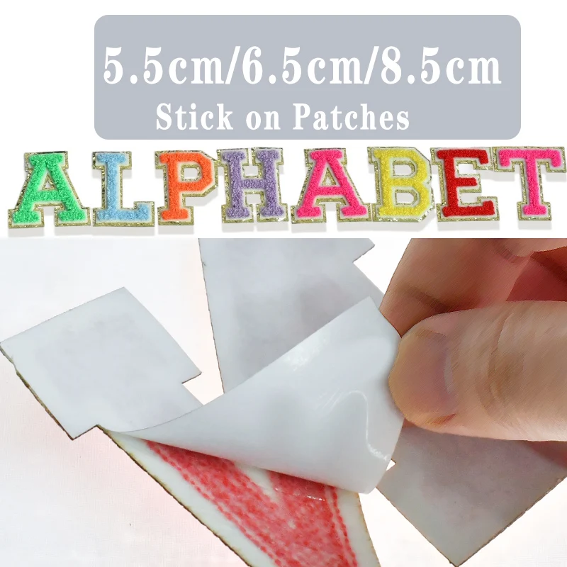 

A-Z 26pc Stick on Chenille Patches 5.5cm/6.5cm/8.0cm Embroidery Patch Alphabet Letters Set For Clothing Bag