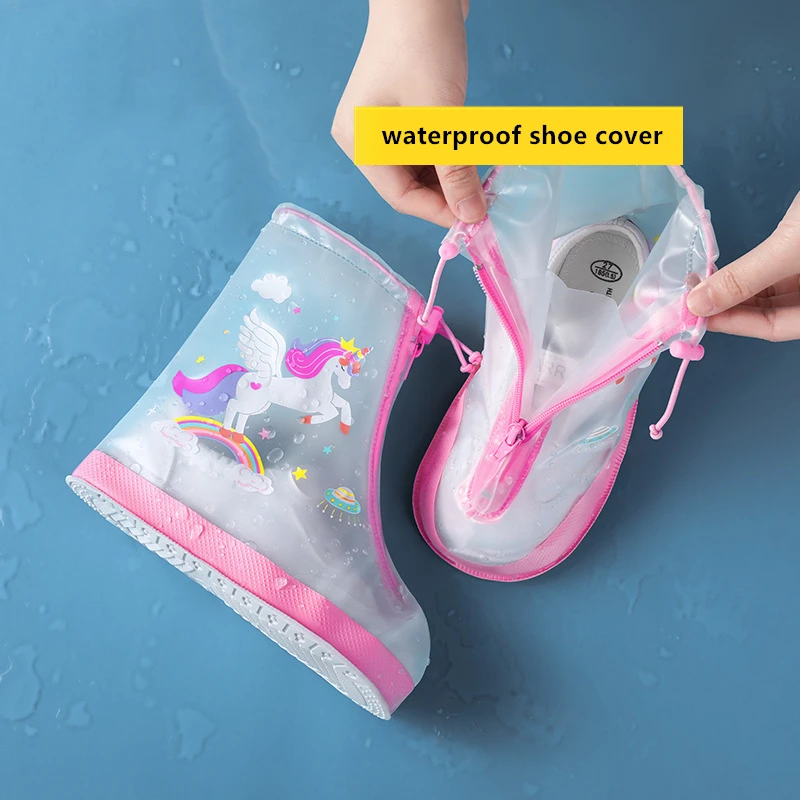 

Children Waterproof Shoe Cover Adjustable Reusable Rain Boot Cover Non-slip Wear-resistant Protectors Waterproof Shoe Cover