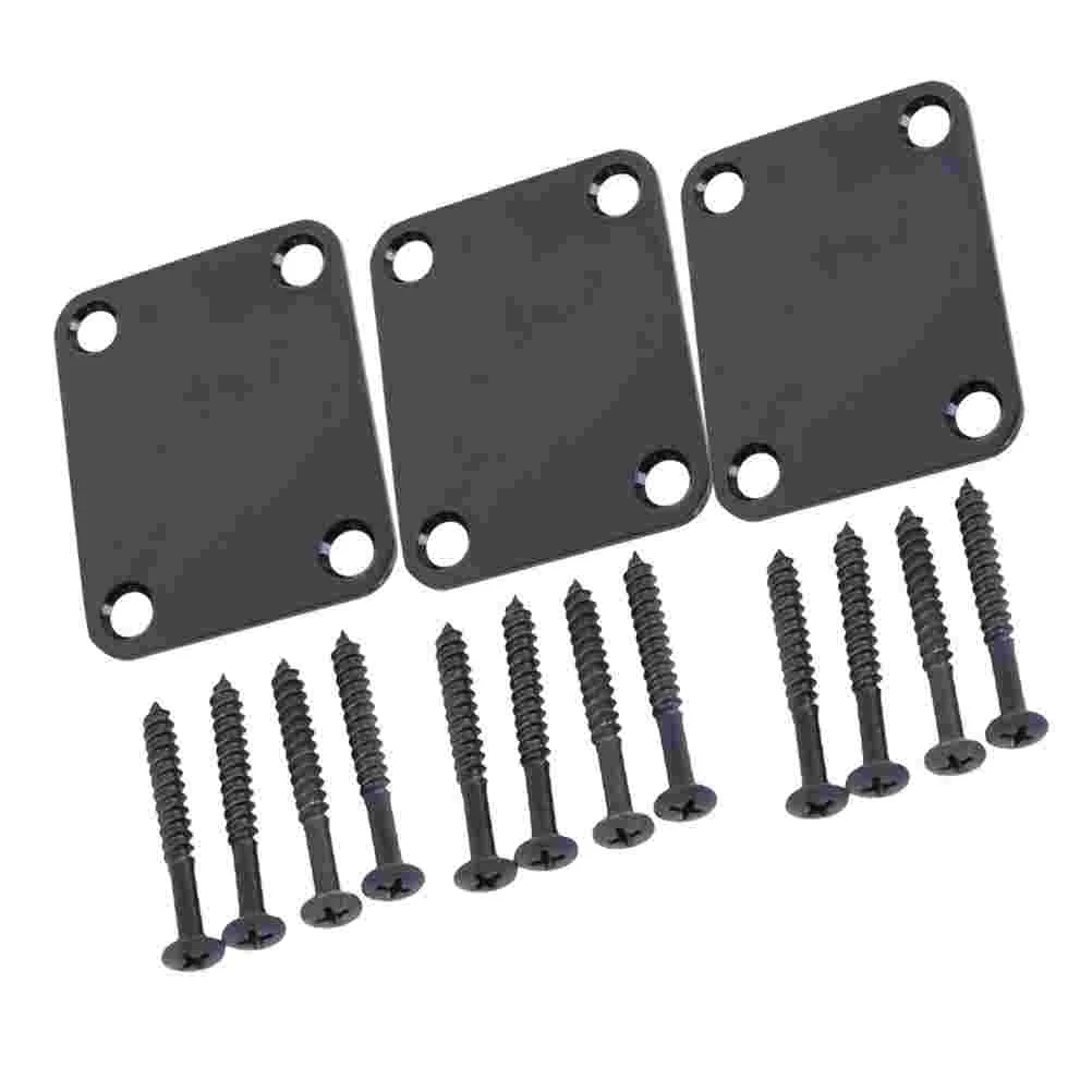 

3pcs Guitar Neck Plates with Screws Back Plates Tremolo Cavity Covers Replacement for Electric Guitar Bass ( Black )