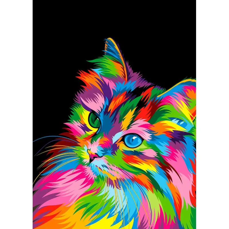 

RUOPOTY Acrylic Paint By Numbers Colorful Cat Acrylic Paints Painting By Number Animal Painting Number Personlized Gift