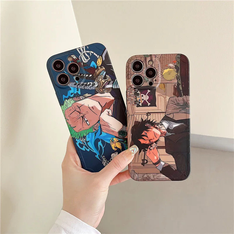 

Anime One Piece Zoro Portgas·D·Ace Phone Cases For iPhone 13 12 11 Pro Max XR XS MAX X Back Cover